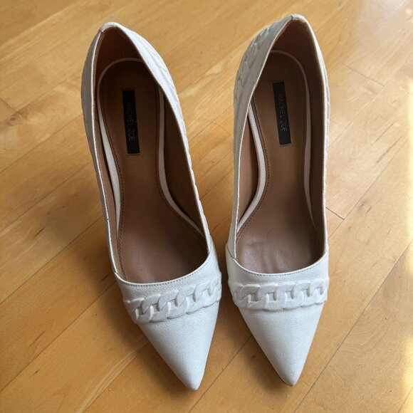 Rachel Zoe Chainlink Leather Pumps in White Size 8.5 - Picture 2 of 7